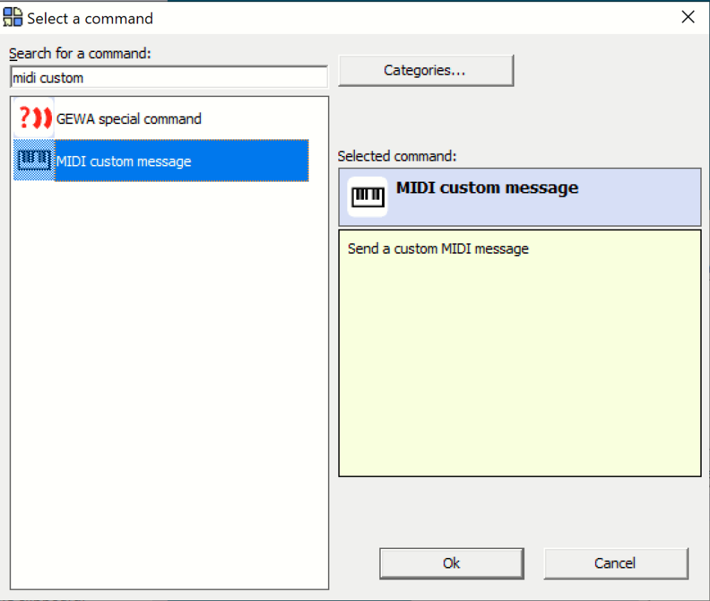 The MIDI custom message command