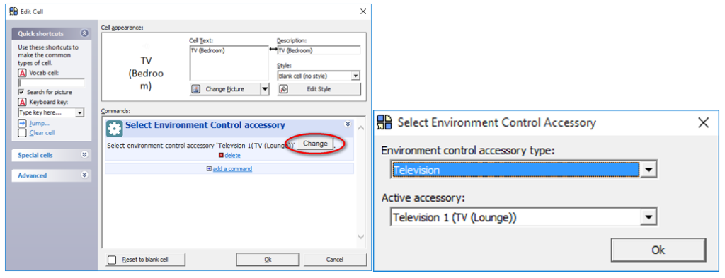 Modifying the Select Environment Control accessory commands.