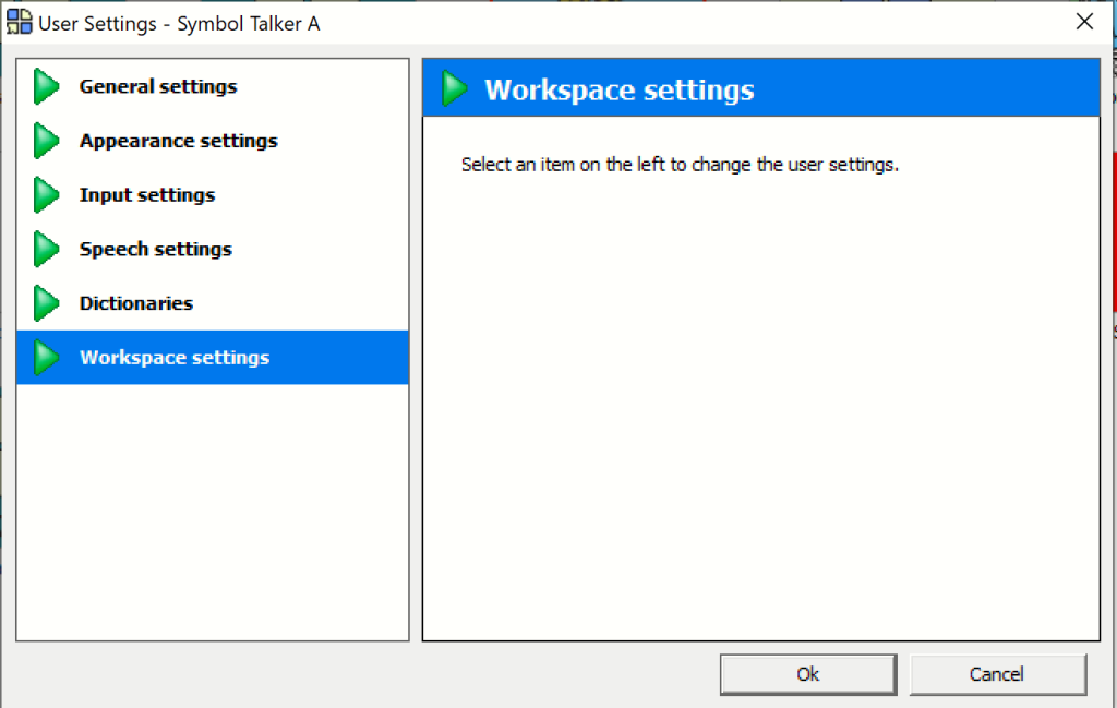 The Workspace Settings option in User Settings