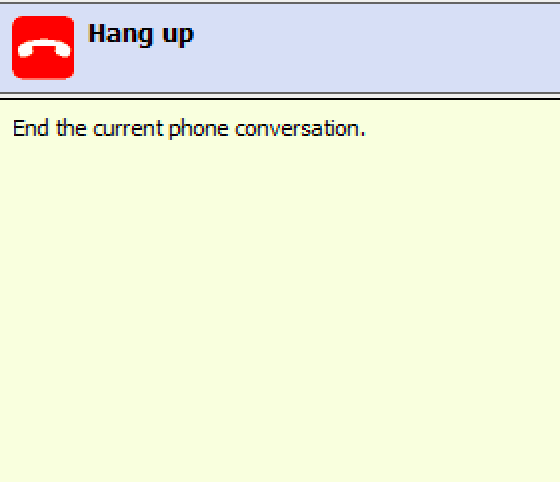 The Hang up command