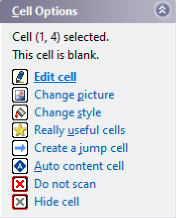 The cell options.