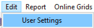 The User settings option in the Edit menu. 
