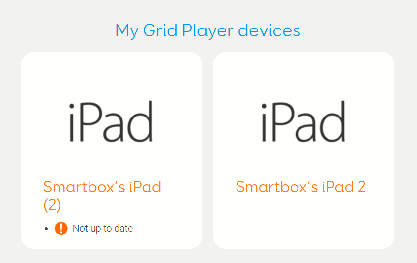 My Grid Player devices section of Online Grids.