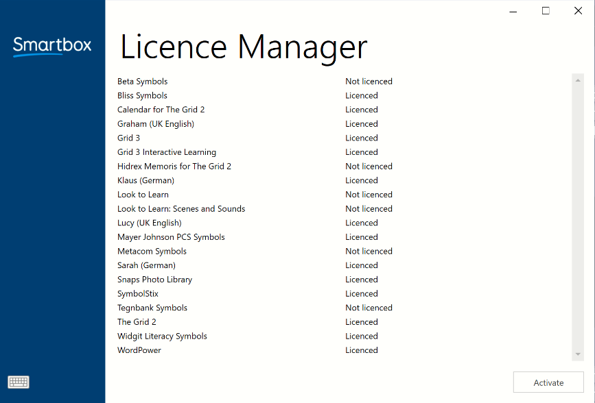 The Licence Manager program.
