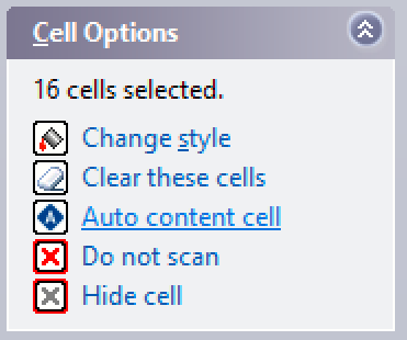 The cell options menu.