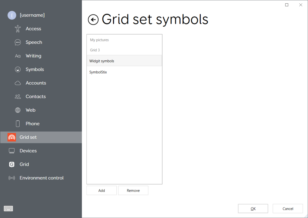 Grid set symbol library settings