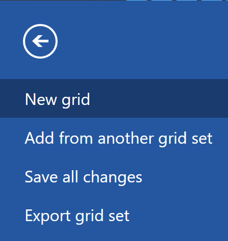 The new grid option in the grid set menu