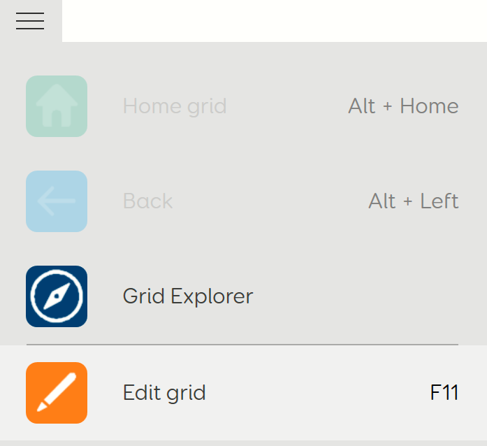 The Grid 3 menu bar.