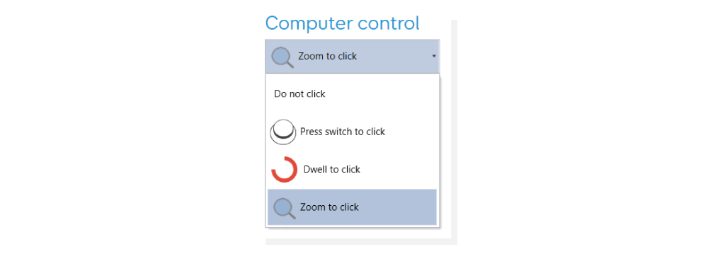 The computer control click options