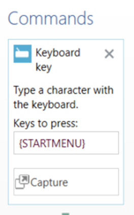 An example of the simple keyboard key, set to open the Windows start menu.