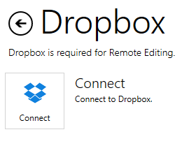 The connect button inside the Dropbox settings.