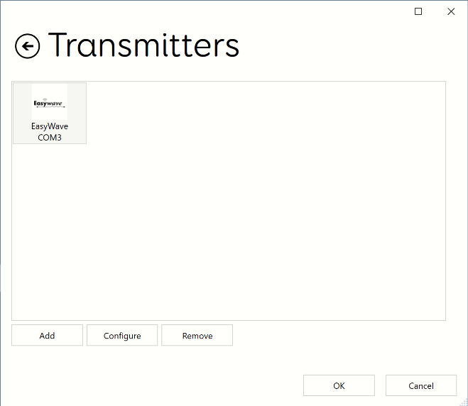 The transmitters screen in Environment Control settings