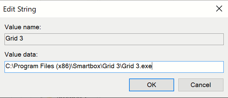 Editing the string to start Grid 3 with Windows