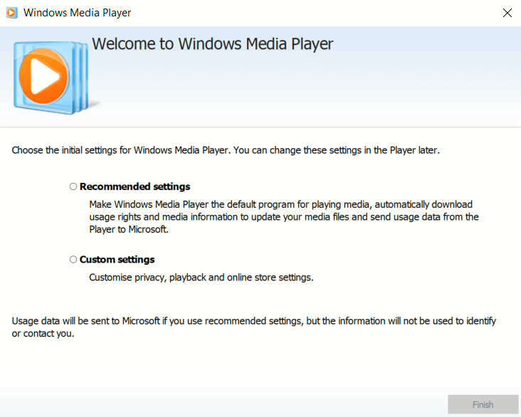 The Windows Media Player start up screen.