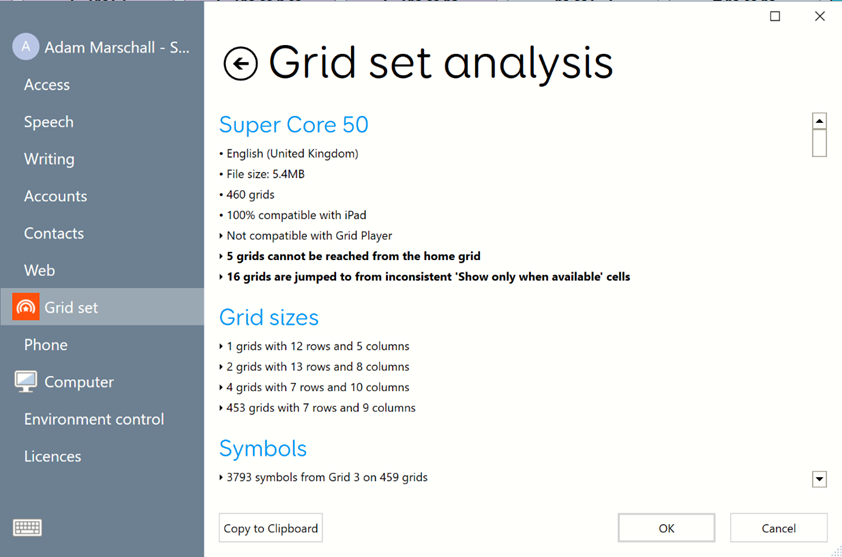 Grid Set analysis of Super Core 50.