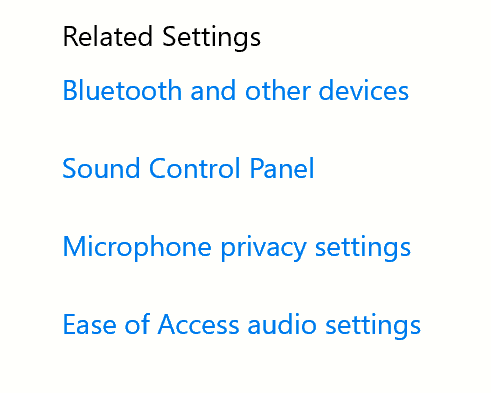 The Sound Control panel option in Sound Settings.