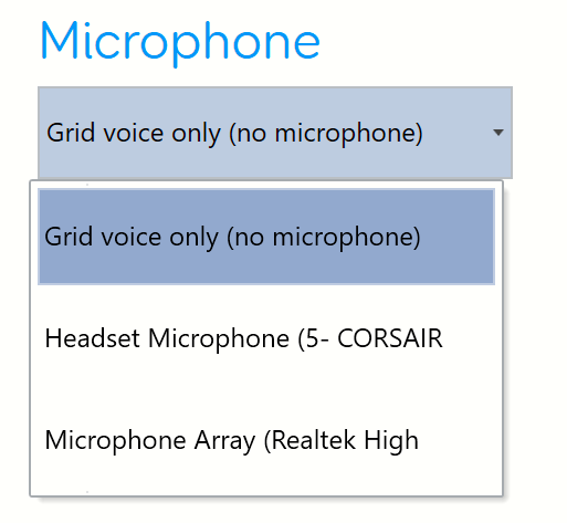 An example of the microphone drop down.
