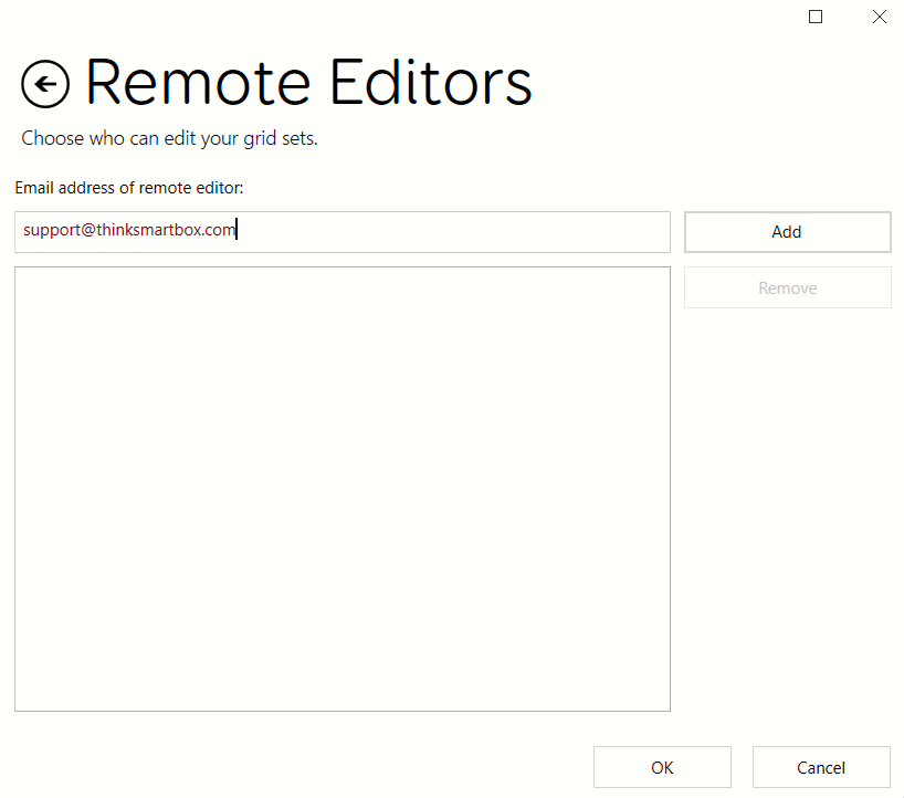 The Remote Editors screen.