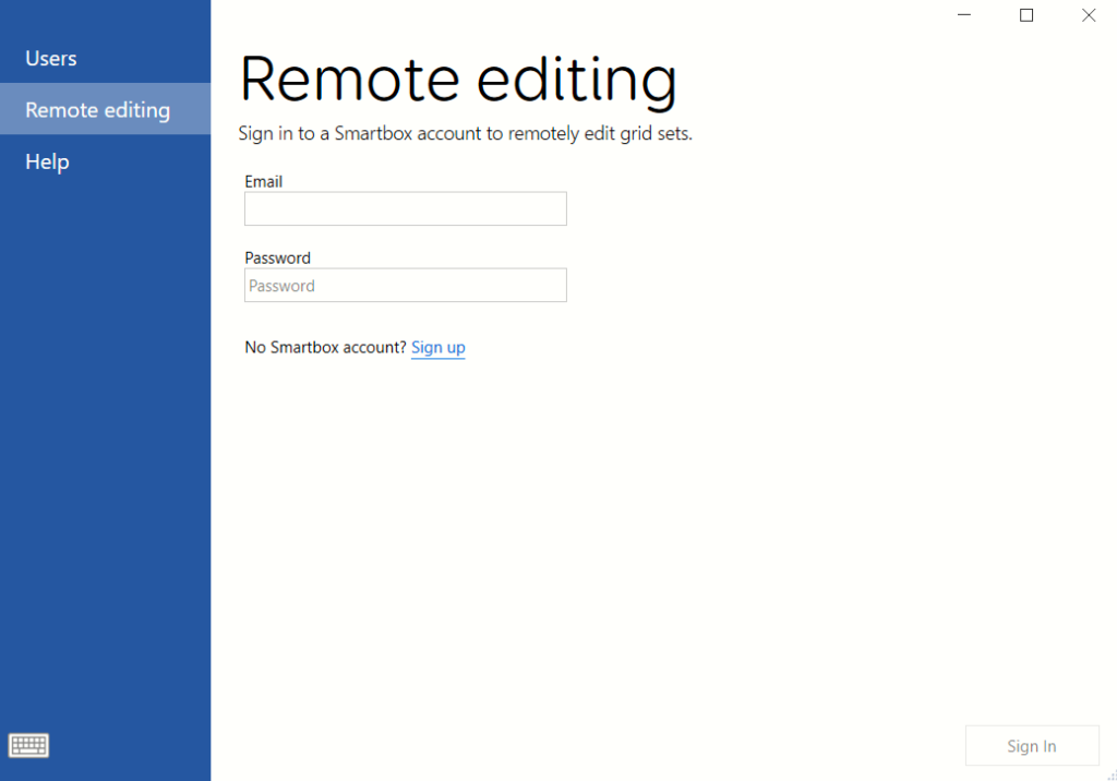 The Remote Editing sign in page.