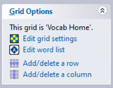 The Grid Options in Edit Mode.