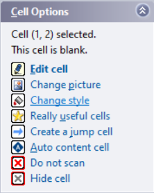 The Cell Options menu.