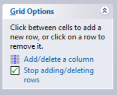 The Grid options to stop adding/deleting rows and columns.