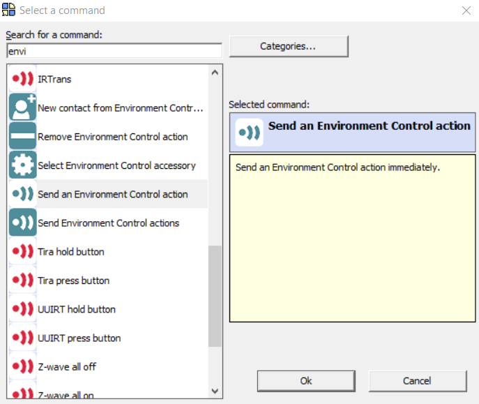 The send environment control action command