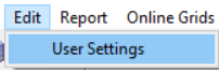 The User Settings option in the Edit menu.