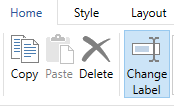 The Change Label option in the Home tab