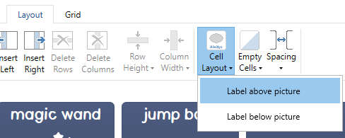 The Cell Layout option in the Layout tab.