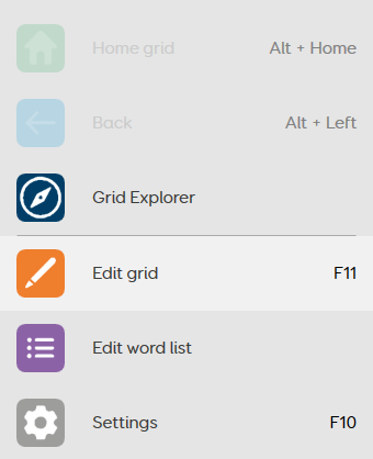 The Edit grid option in the Grid 3 menu bar