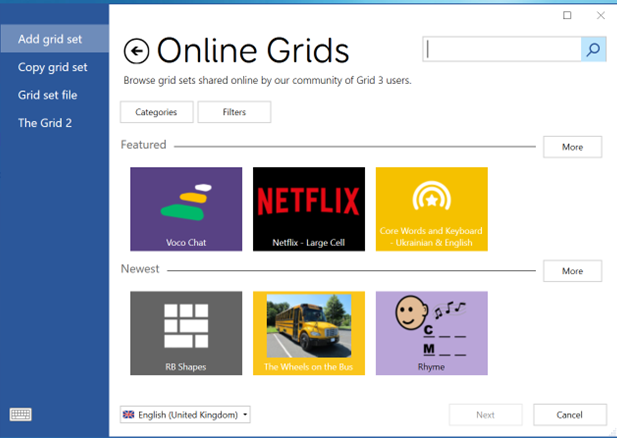 Online grid main page