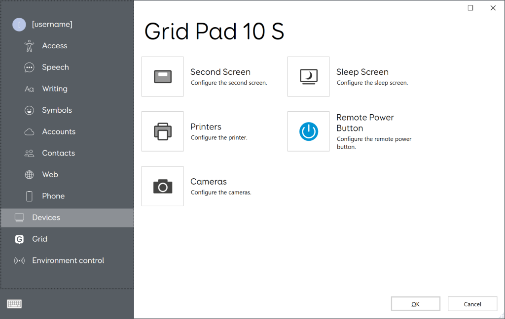 Grid's Devices settings, 
