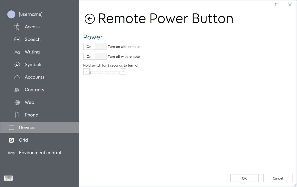 Grid's remote power button settings