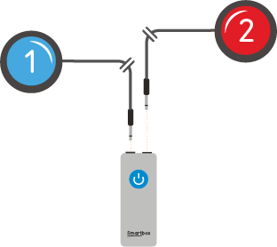 Diagram of remote power button with switches 1 and 2 being attached