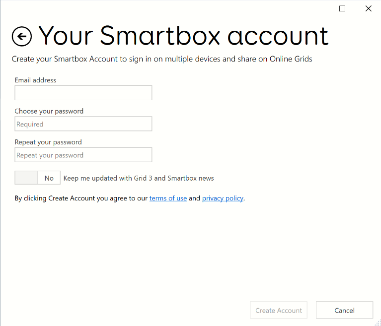 Creating a new Smartbox account