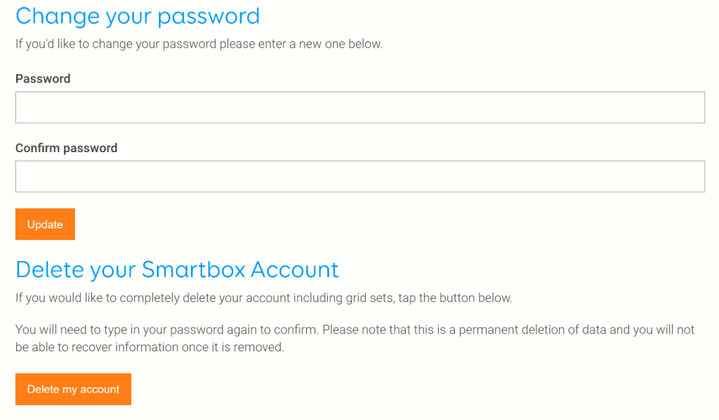 Changing your Smartbox account password