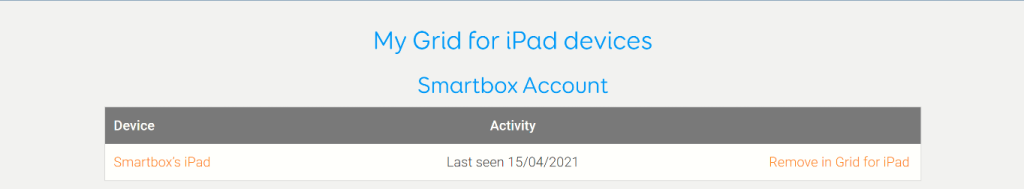 The My Devices page of Online Grids