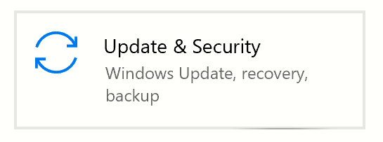 Update and Security in the Windows Settings