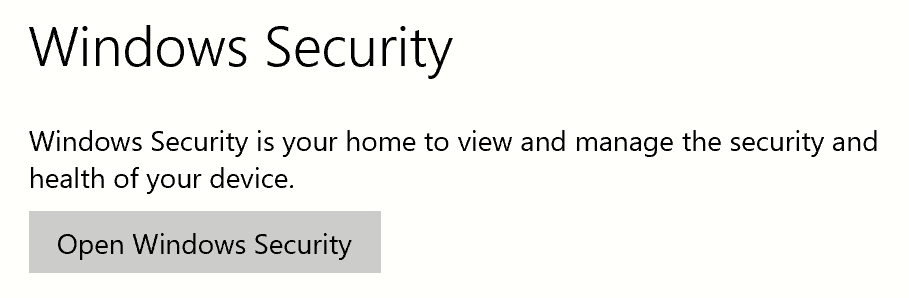 Opening Windows Security
