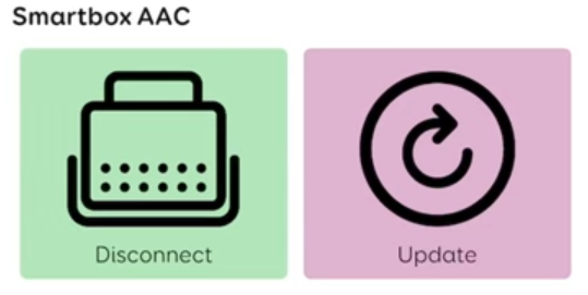 The Disconnect and the Update button within the Smartbox AAC section of the Smartbox Link app.