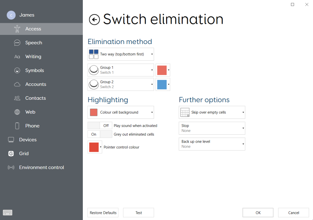 The Switch elimination settings